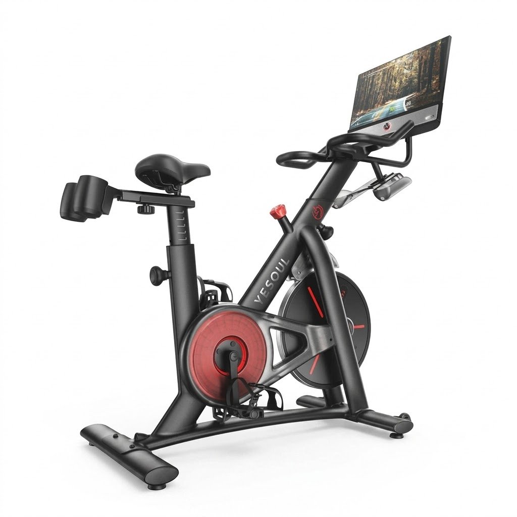 Yesoul Exercise Bike G1M Max (Bike with Screen) Smart Exercise Bike with 21.5" HD Screen,Low Noise Indoor Cycling Bike for Home Gym Fitness Equipment Trainer four-speaker surround sound