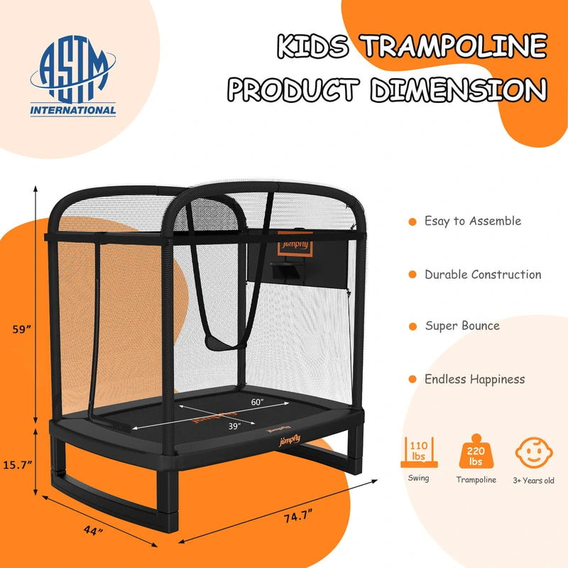 JumpFly 6FT Toddler Trampoline for Kids with Swing - Image 2