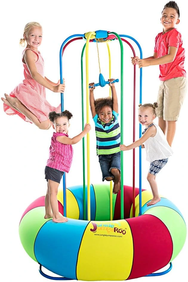Jungle JumpaRoo - Trampoline/Bounce House-Like Play Set - Indoor/Outdoor Jungle Gym with Welded Swing bar - Large - Image 2