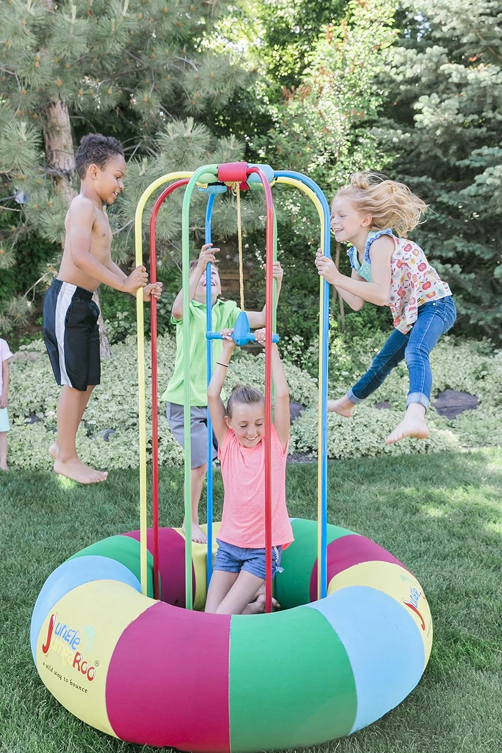 Jungle JumpaRoo - Trampoline/Bounce House-Like Play Set - Indoor/Outdoor Jungle Gym with Welded Swing bar - Large - Image 3