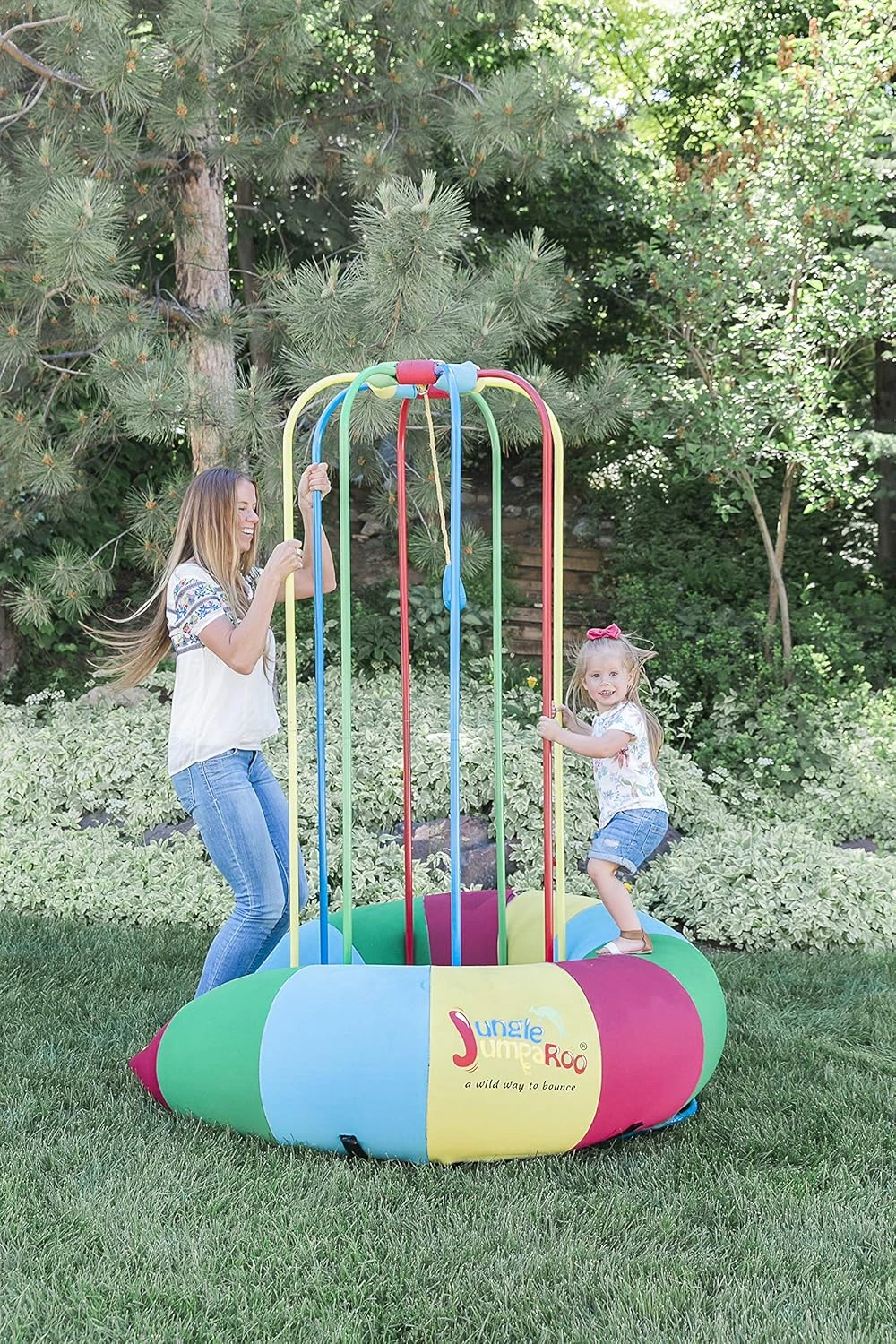 Jungle JumpaRoo - Trampoline/Bounce House-Like Play Set - Indoor/Outdoor Jungle Gym with Welded Swing bar - Large - Image 5