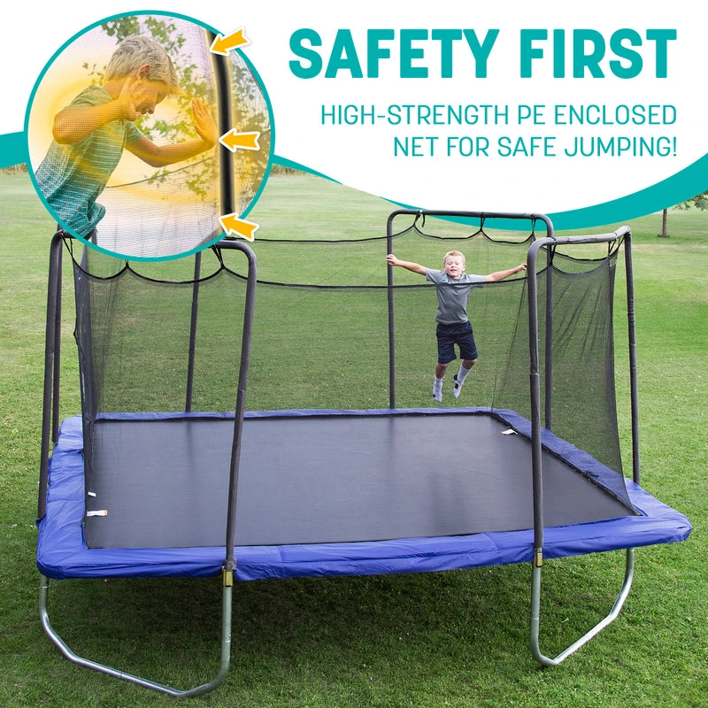 Skywalker Trampolines 15' x 15' Square Trampoline with Safety Enclosure Net - Blue Heavy-Duty Outdoor Trampoline for Kids & Adults, Rust-Resistant Steel Frame - Image 4
