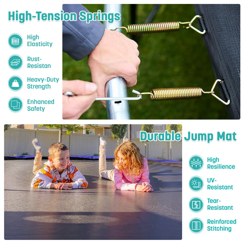 Skywalker Trampolines 15' x 15' Square Trampoline with Safety Enclosure Net - Blue Heavy-Duty Outdoor Trampoline for Kids & Adults, Rust-Resistant Steel Frame - Image 5