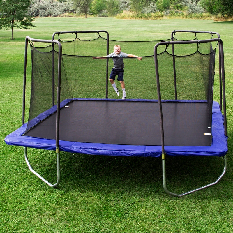 Skywalker Trampolines 15' x 15' Square Trampoline with Safety Enclosure Net - Blue Heavy-Duty Outdoor Trampoline for Kids & Adults, Rust-Resistant Steel Frame - Image 7