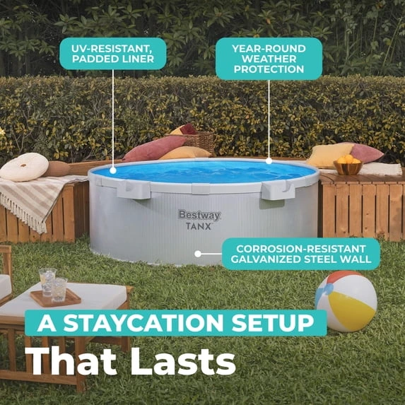 Bestway TANX 6' x 24" Round Above Ground Stock Tank Metal-Walled Above Ground Pool, All-in-One Set - Image 3