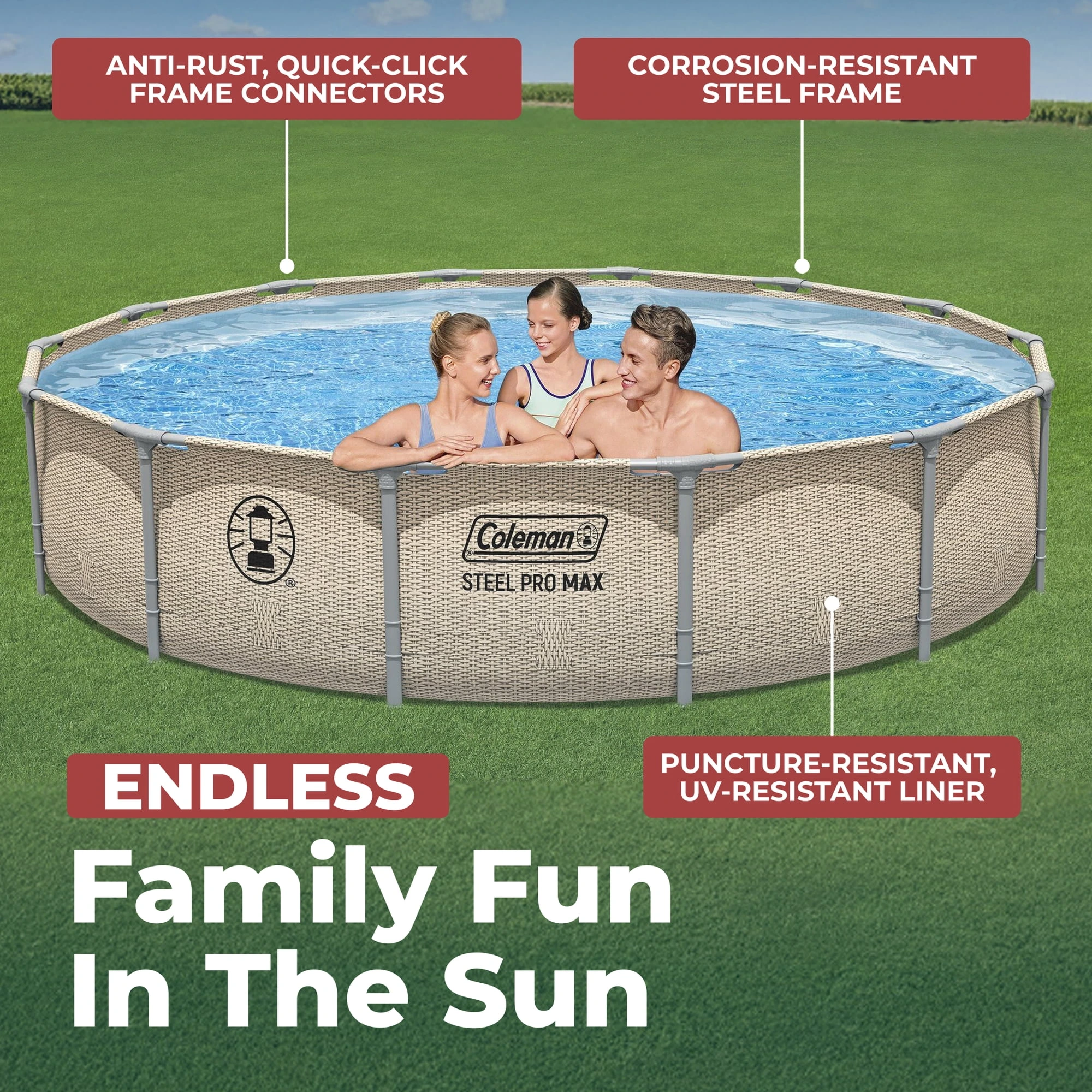 Coleman Steel Pro Max 14' x 33" Round Metal Frame Above Ground Pool Set - Image 8