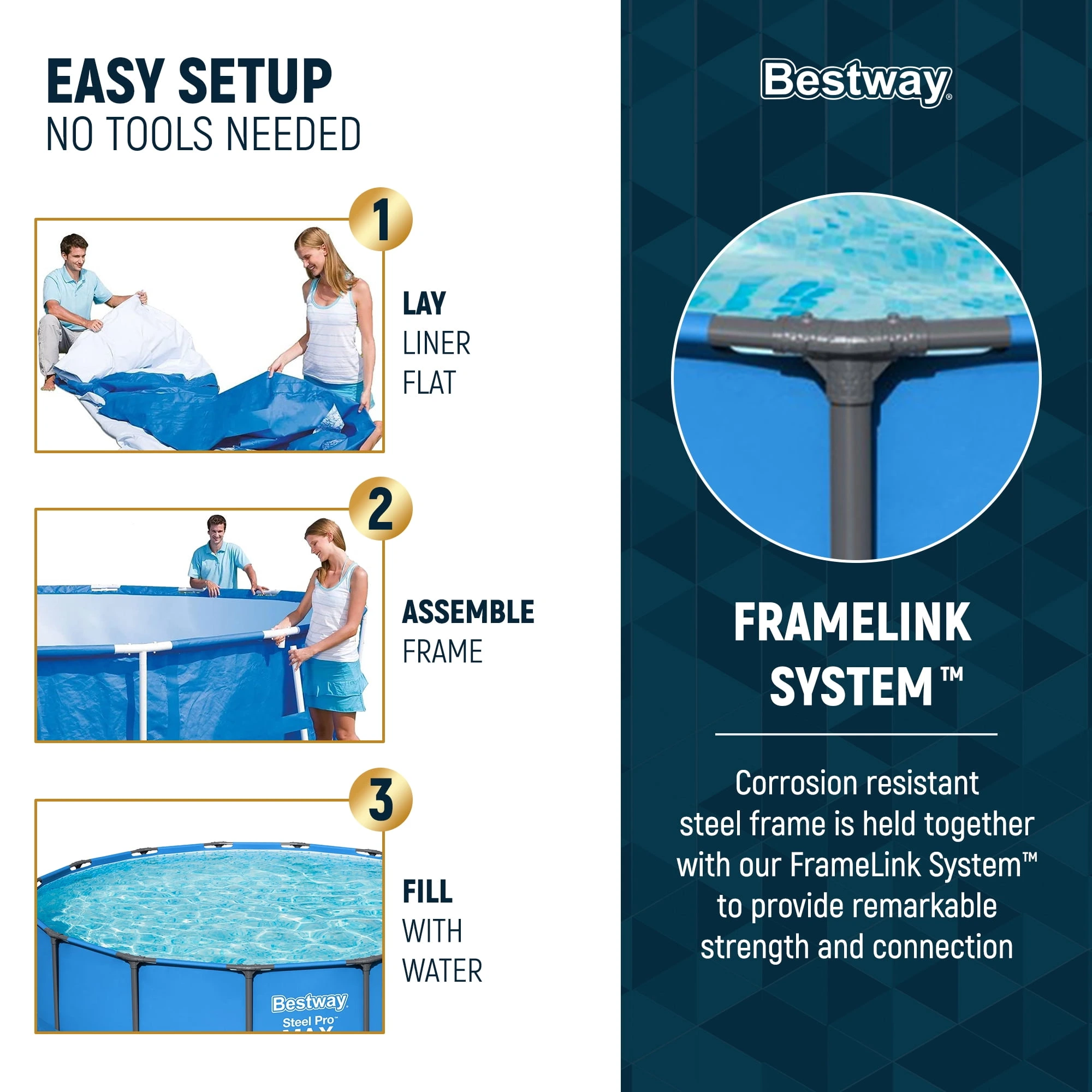 Bestway Steel Pro MAX 15' x 48" Round Above Ground Swimming Pool & Pool Ladder - Image 4
