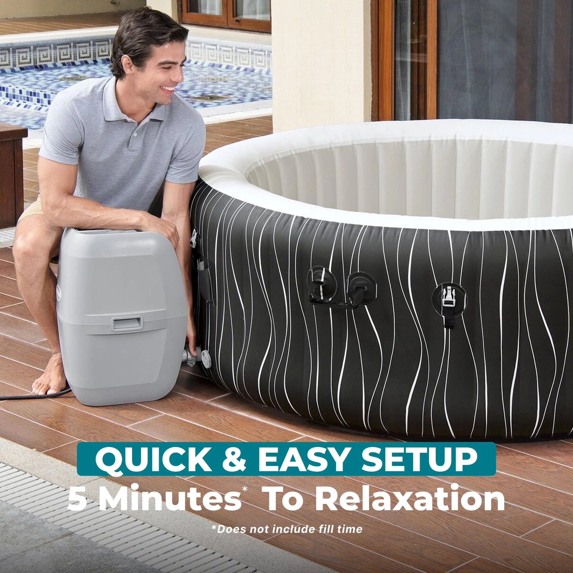 Bestway SaluSpa Hollywood Luxe 4-6 Person Inflatable Hot Tub, Round Energy-Efficient Spa, 77" x 26" - Image 8