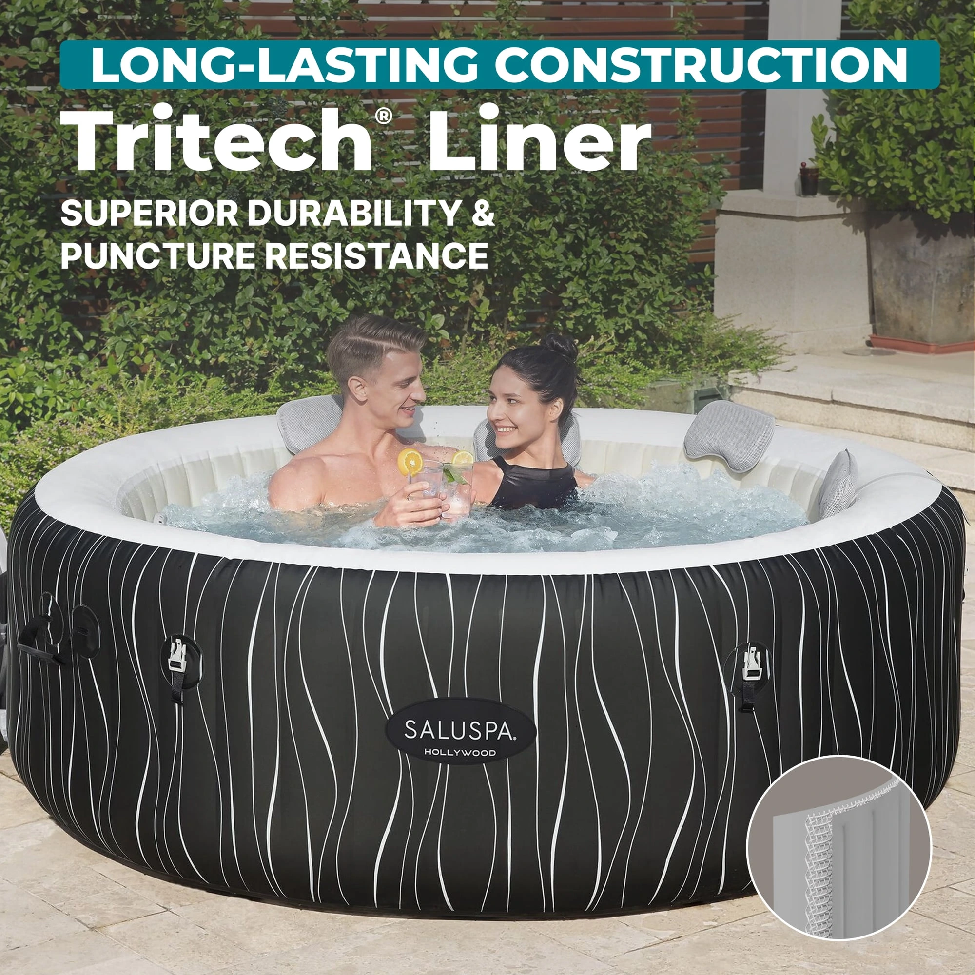 Bestway SaluSpa Hollywood Luxe 4-6 Person Inflatable Hot Tub, Round Energy-Efficient Spa, 77" x 26" - Image 9