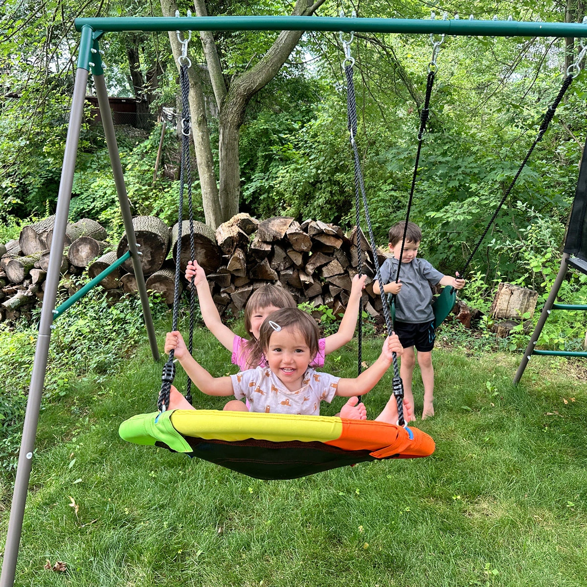 Klo Kick 6-in-1 Swing Set with Slide,Crawl Tunnel and Monkey Bars for Backyard, Playground for Kids Aged 3-12 - Image 9