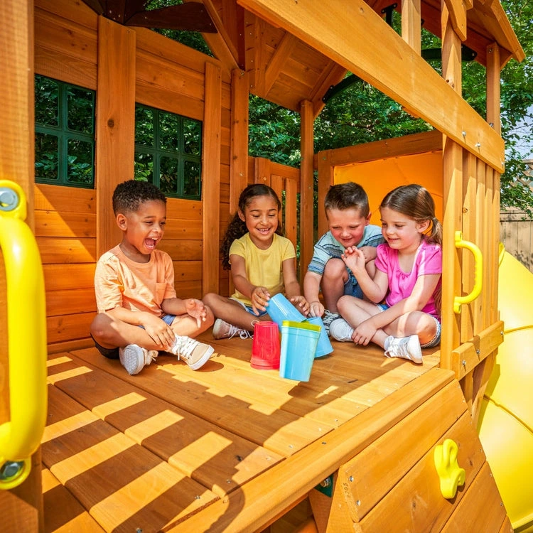 KidKraft Boulder Station Wooden Swing Set / Playset with Tube Slide - Image 5