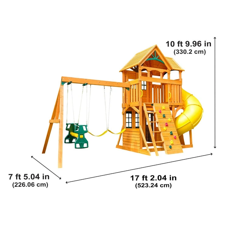 KidKraft Boulder Station Wooden Swing Set / Playset with Tube Slide - Image 6