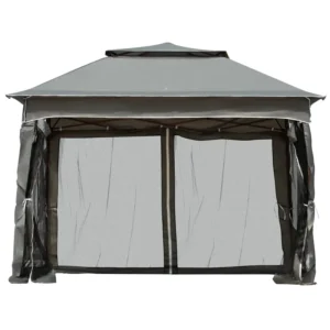Arlmont & Co 11' X Pop Up Canopy Gazebo, Outdoor Patio Shelter With Detachable Zipper Net. Instant Tent For Backyard And Garden. Dark Gray. 114 Sq Ft Shade