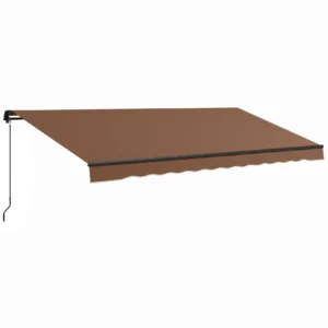 Outsunny 16' x 10' Retractable Sunshade Awning, UV-Resistant 280GSM Canopy, Brown