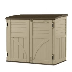 Suncast 34 Cu Ft Horizontal Resin Storage Shed - Outdoor Storage Shed with Floor Included, Lockable, Weatherproof, Fits Small